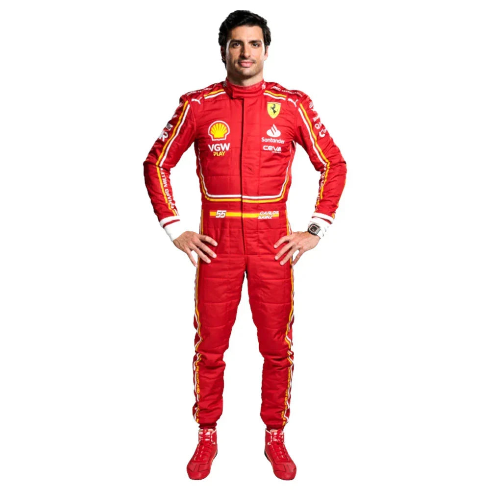 Carlos Sainz 2024 Ferrari F1 Inspired Race Suit | Dubai Racegear - Dubai Racewears