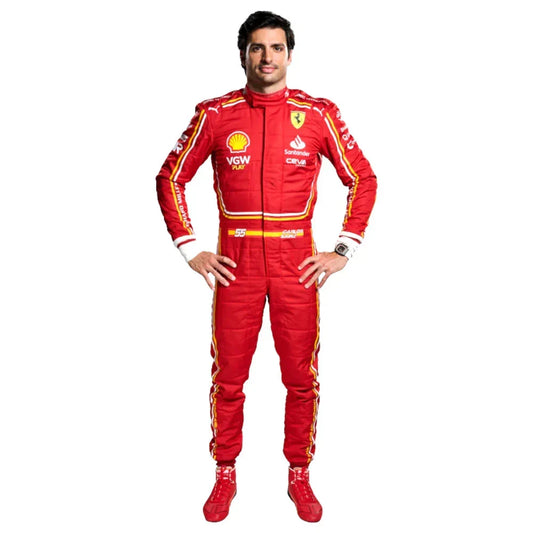 Carlos Sainz 2024 Ferrari F1 Inspired Race Suit | Dubai Racegear - Dubai Racewears