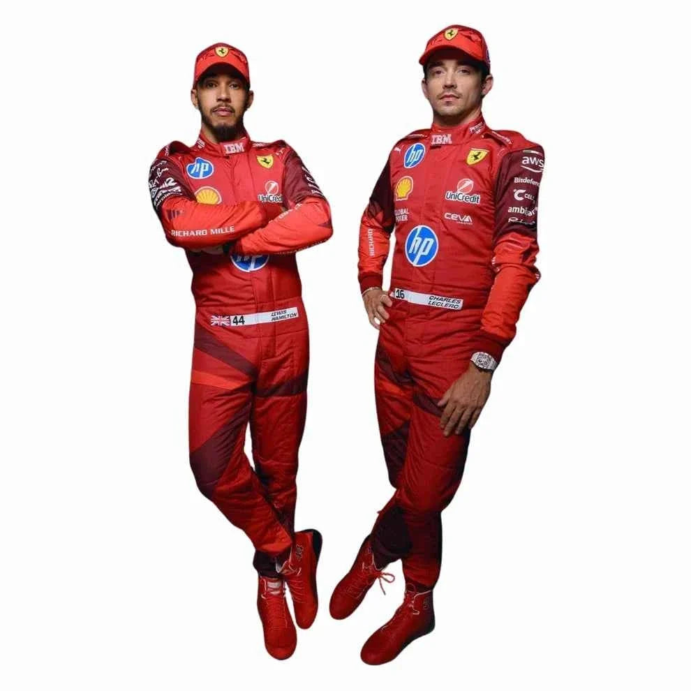 2025 F1 Racing Costume Worn by Charles Leclerc & Lewis Hamilton – Las Vegas GP | Dubai Racegear