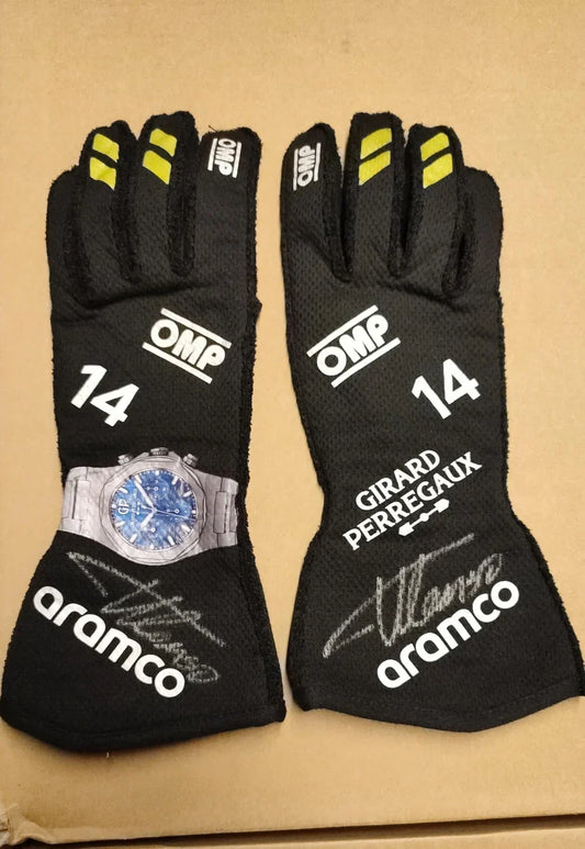 2024 Fernando Alonso Aston Martin F1 Race Gloves - Dubai Racewears