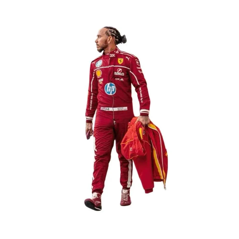 2025 F1 Racing Costume Worn by Charles Leclerc & Lewis Hamilton Ferrari | Dubai Racegear