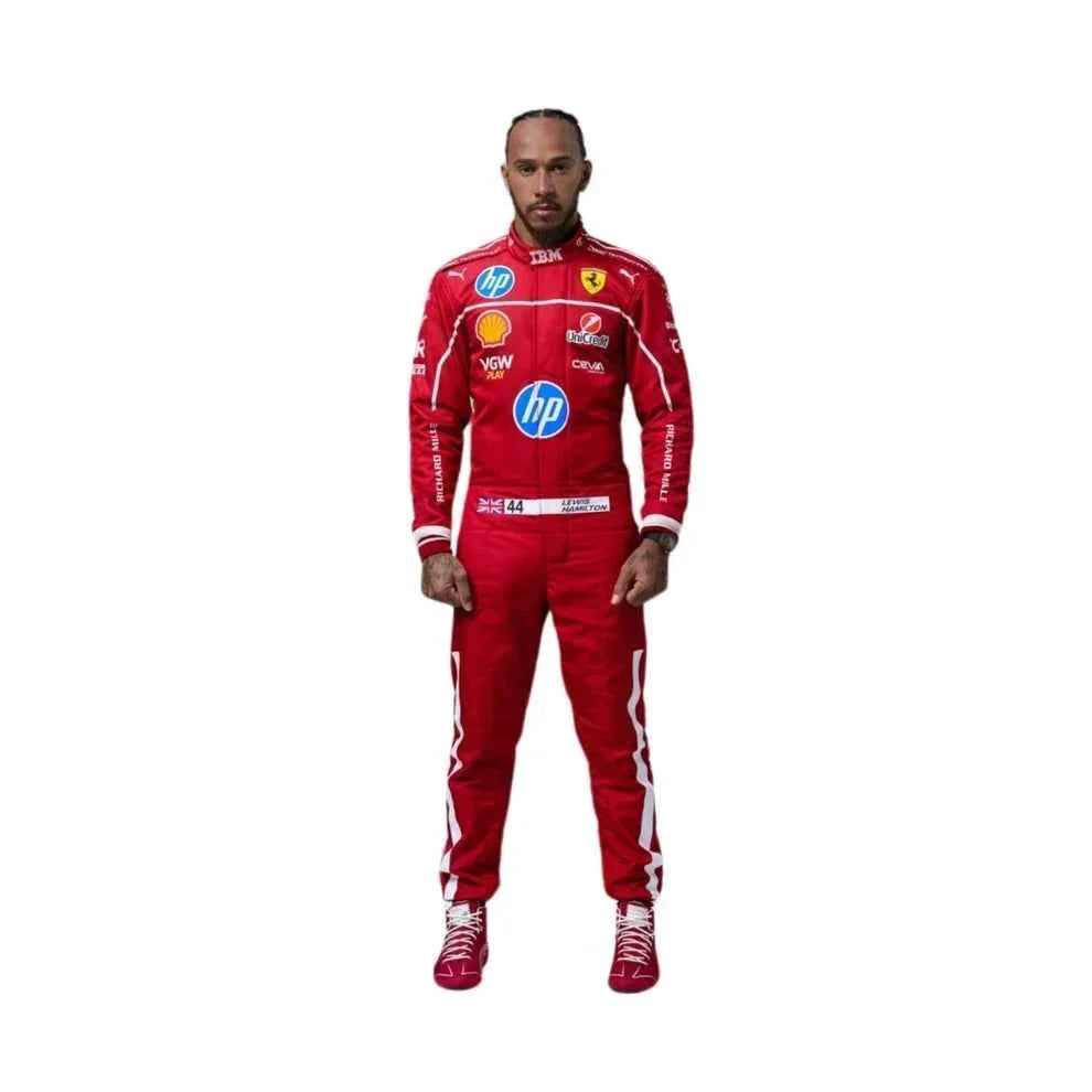 2025 F1 Racing Costume Worn by Charles Leclerc & Lewis Hamilton Ferrari | Dubai Racegear