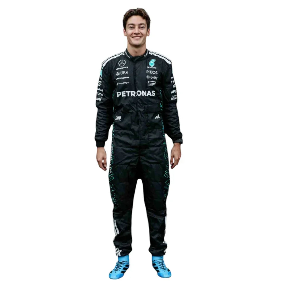 George Russell 2025 Mercedes F1 Inspired Race Suit black | Dubai Racegear - Dubai Racewears